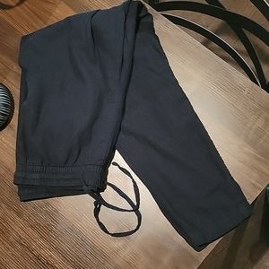 Black drawstring linen blend pants